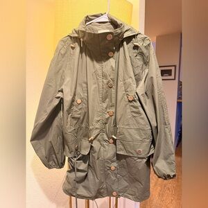 Sezane Olive Green Packaway Hooded Jacket